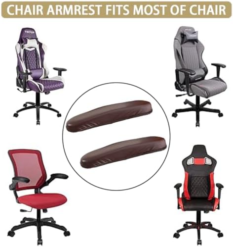 Office Chair Arm Covers Leather Office Removable Armrest Covering Stretch Water Resistant Chair Seat Hand Rest Protector for Computer Desk Chairs 1 Pair Wine Red