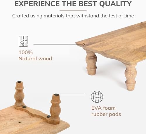 Anji Mountain Monitor Stand for Desk - Desktop Organizer & Laptop Riser, Ergonomic Monitor Riser, Space-Saving, Durable, Easy Assembly & Ideal for Home & Office,Natural, 24-Inch, Classic