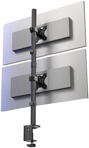 VIVO Dual Vertically Stacked Monitor Desk Mount, Extra Tall Adjustable Stand for 2 Ultrawides up to 34 inches, 22 lbs Capacity, Black, STAND-V002T