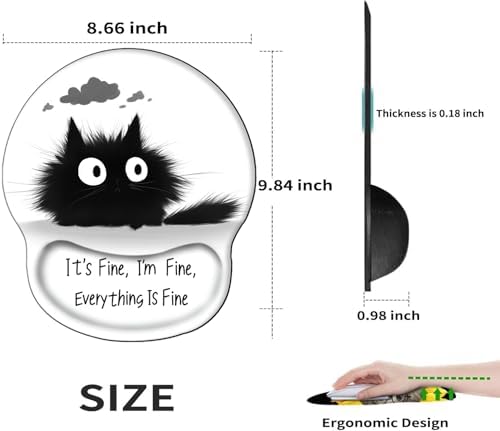 I am Fine Mouse Pad with Wrist Support Gel Mousepad Wrist Rest Ergonomic Mouse Mat Gaming Cushion Mouse Pads for Computer Office Work Women Men Kids