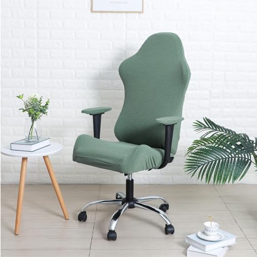 FORCHEER Gaming Chair Cover with Armrest Covers Cat Scratch Proof Green Water Repellent Jacquard Racing Computer Chair Slipcover with Attached Arms Washable