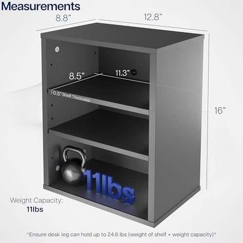 VIVO Black Clamp-on Desk Leg Shelving Unit, Storage Shelves, DESK-SHELF3CL
