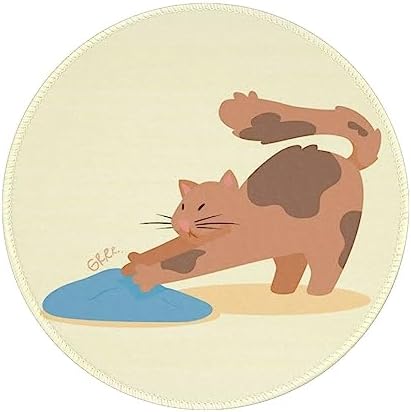 Cute cat Stretching cat Mouse pad Cute,Gaming Mouse pad Small Non-Slip Round Mouse Pads for Wireless Mouse,Laptop,Desk