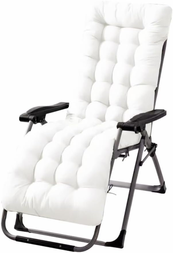 Patio Chaise Lounger Cushion， IndoorOutdoor Rocking Chair Sofa Cushion with 6 Ties， Thick Padded Swing Bench Cushion，61x18.9x3.1in (Off-White)