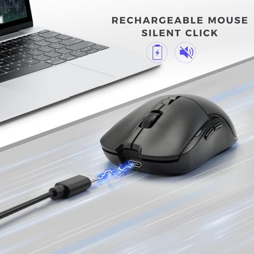 KOPJIPPOM Wireless Keyboard and Mouse Set with Quiet Keys, 2.4G Full Size Ergonomic Keyboard with Wrist Rest, Protective Covers, Soft Touch Silent Design for Windows, Computer, PC and Laptop