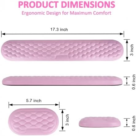 Wrist Rest for Keyboard and Mouse, Ergonomic Memory Foam Keyboard Set with Non-Slip Base, Soft Arm Cushion & Palm Support for Office, Home, Gaming & Laptop Typing, Reduces Fatigue & Strain, Pink