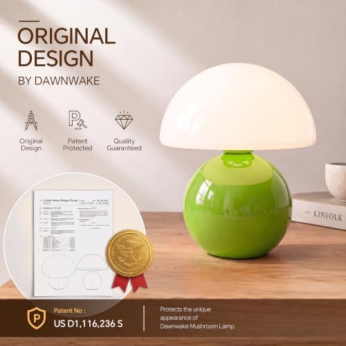 Dawnwake Mushroom Lamp Table Lamp for Bedroom-Small Desk Table Lamps,Green