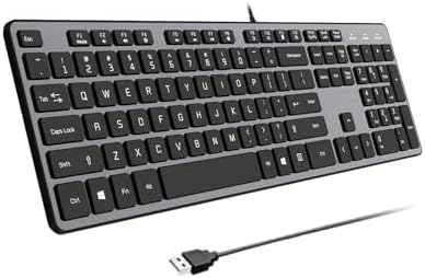USB Wired Keyboard for Window,Comfortable Quiet Chocolate Keys, Durable Ultra-Slim Wired Computer Keyboard(QWERTY) for PC, Windows 11/10/8/7/XP/Vista KB1430