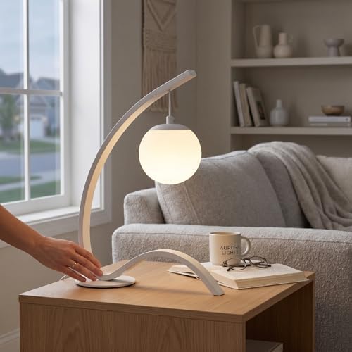 Bedside Lamp, Dimmable Nightstand Lamp Adjustable Desk with 3 Brightness Levels 3 Color Temperatures Anti Glare for Home Hotel Bedroom Reading (White)