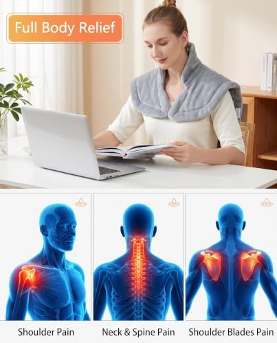 CAROMIO Heating Pad for Neck and Shoulders Back Pain Relief