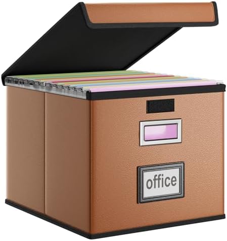 File Organizer Box with Lids, Collapsible File Folder Organizer