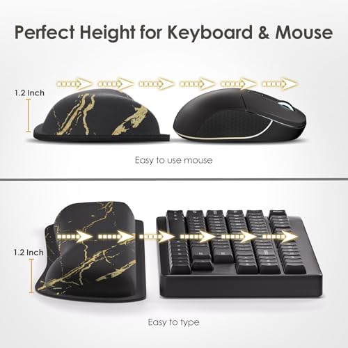 Gimars Upgrade Enlarge Gel Memory Foam Set Keyboard Wrist Rest Pad, Mouse Wrist Cushion Support for Office, Computer, Laptop, Mac, Comfortable, Lightweight for Easy Typing Pain Relief,Marbling