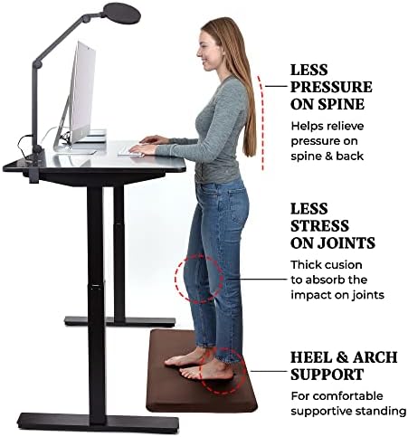 Zulay Home Large 20 x 32 Inch Anti Fatigue Floor Mat - 3/4 Inch Thick Cushioned Kitchen Mats for Standing - Comfortable Padded Floor Mats for Standing Work Desk - Memory Foam Kitchen Mat - Brown