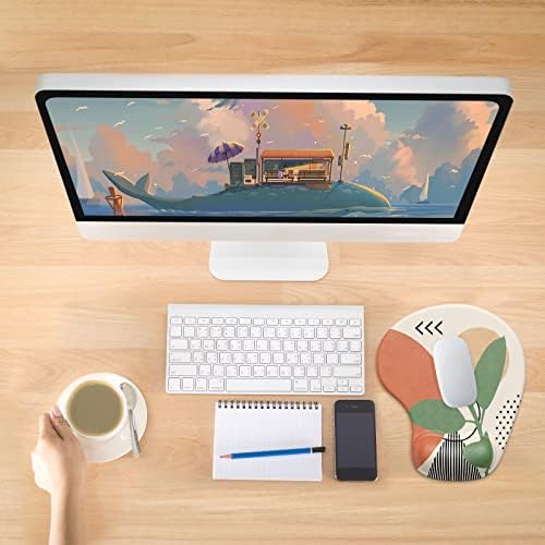 Hsurbtra Ergonomic Mouse Pad with Wrist Rest Support, Gel Mouse Pads with Non-Slip PU Base, Pain Relief Memory Foam Computer Mat, Cute Office Supplies Desk Decro Accessories, Green