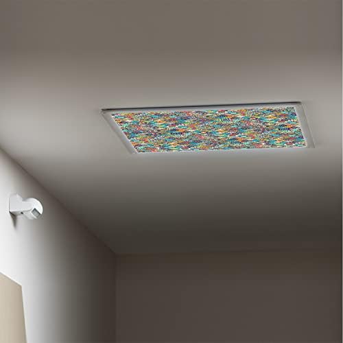 Fluorescent Light Cover Decorative Ceiling Light Filters,Moroccan Pattern,for Classroom Office Hospitals Home Ceiling Decorative,2ft x 4ft,Multicolor