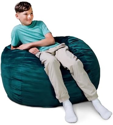 Big Joe Fuf 3.5Ft Foam Bean Bag Chair for Kids, Teens, Mediterranean Plush Polyester, 3.5 Foot Large Ultra-Soft Seat for Gaming, Bedroom, Reading Nook
