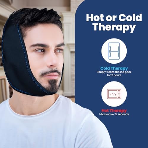 Fittest Pro Wisdom Teeth Ice Pack Head Wrap Jaw Ice Pack for Face Oral Surgery, 4 Hot Cold Gel Pack for TMJ, Tooth Extraction, Tonsillectomy Recovery