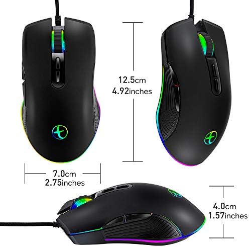 HXMJ RGB LED Gaming Mice,Wired USB C Port for Apple MacBook,Computer or Laptops with Type C Port-Black