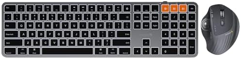 ProtoArc EM01 NL Wireless Trackball Mouse and K100-A Backlit Bluetooth Keyboard for Mac