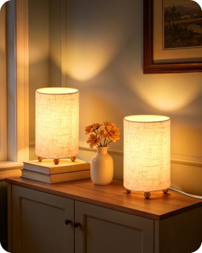 Small Table Lamps Set of 2, 8.1" Bedside Lamps Set 2 for Bedroom