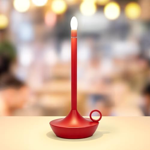 Rechargeable Cordless Table Lamp, Battery Table Light | Stepless Dimming Portable LED Table Light with Memory Function, for Outdoor/Dinner/Patio/Restaurant. (Red)