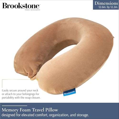 Brookstone Travel Neck Pillow Lightweight U-Shaped Memory Foam Pillow