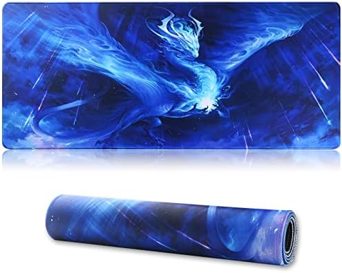 Large Gaming Mouse Pad with Stitched Edges,[27.5x11.8In] Extended Mouse Pad with Non-Slip Natural Rubber Base for Gamer/Desktop/Office/Home (70x30 Bluedragon)