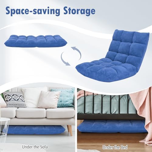 GIANTEX Floor Chairs for Adults, Floor Gaming Chair w/Back Support (Blue)