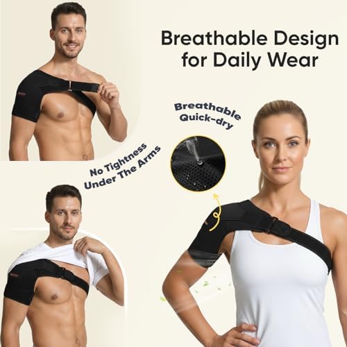 1 PC Shoulder Brace for Men and Women for Pain Relief - Shoulder Support & Compression Sleeve for Torn Rotator Cuff, AC Joint, Dislocation - Adjustable Design (Size S, 1)