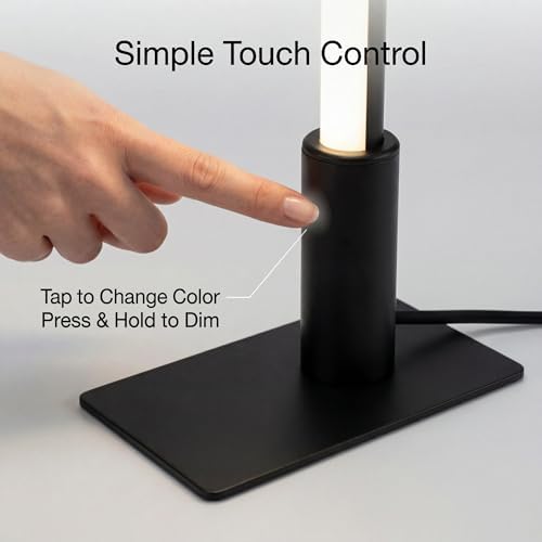 LED Touch Bedside Table Lamp,3 Color Temperatures,Dimmable,6W,Black
