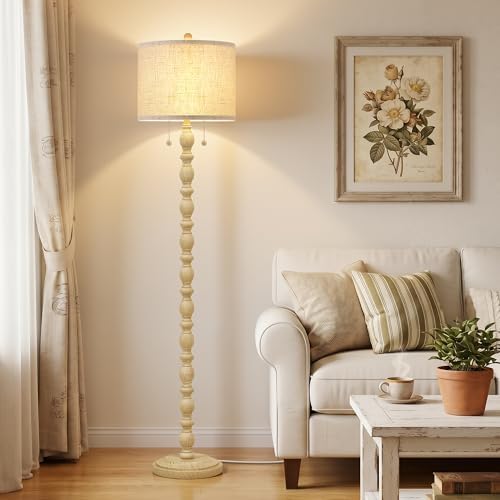 Luvkczc Farmhouse Floor Lamps for Living Room, Standing Lamp with Bulb
