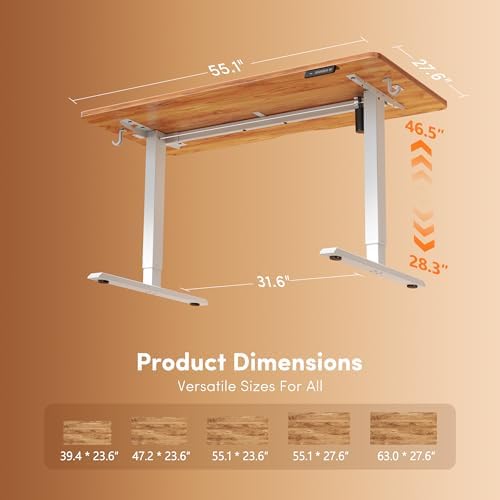 FEZIBO Standing Desk 55 × 28 Inch Electric Height Adjustable, Light Rustic