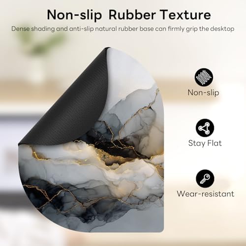 Contoured Oval Mouse Pad 6x8in Non-Slip for Laptop,Ink Marble