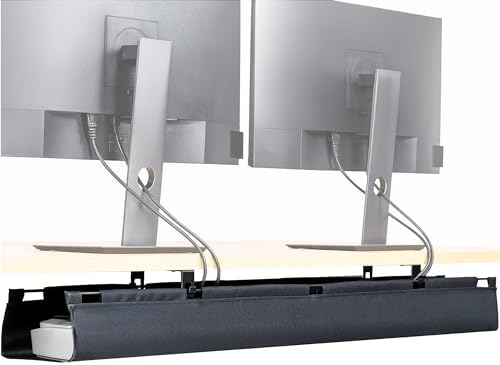 VIVO Black Screw-on 47 in Fabric Cable Management Tray, DESK-AC47F-S