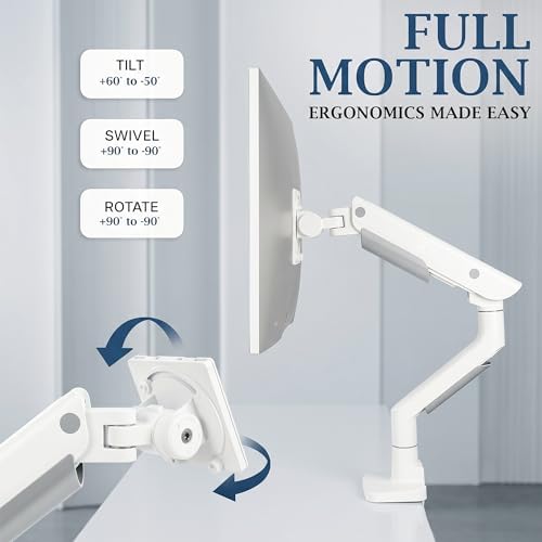 VIVO PRO Heavy Duty, Premium Ultra-Wide Monitor Tension Arm, Up to 57 inch Screens, Holds 59.4 lbs, Desk Mount Monitor Stand for Ultrawides, White, PRO-ST157W