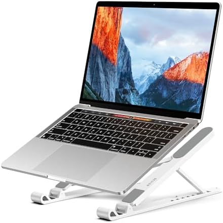 BESIGN LS01 Pro Ergonomic Laptop Stand, Plastic Laptop Riser, Portable and Adjustable Notebook Computer Holder Compatible with 10-14" Laptops (White)