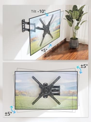 MOUNTUP Full Motion TV Wall Mount for Most 26-60 Inch TVs, Max VESA 400x400mm Wall Mount TV Bracket with Swivel Tilting Extension Level Adjustment for LED LCD Flat Curved TVs Up to 77 LBS, MU0018