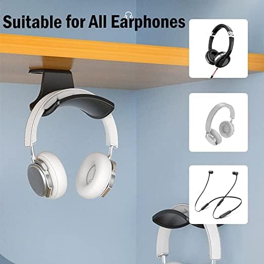2-Pack Never Fall Headphone Hook Wall Mount Headset Holder White