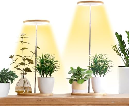Plant Grow Light for Indoor Plant,Bamboo Mini LED Grow Light Garden,Height Adjustable,Automatic Timer with 8/12/16 Hours