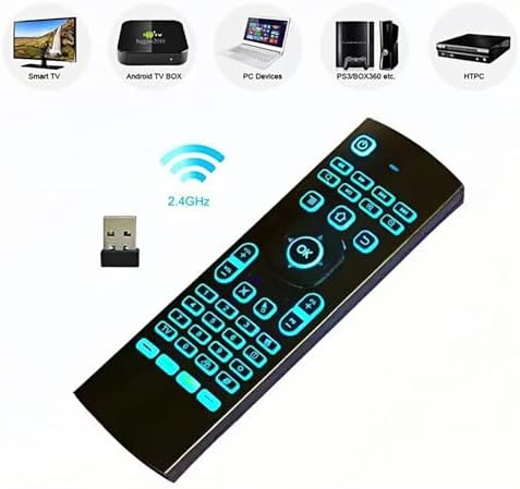 7 Color Backlit LED MX3 Pro Mini Keyboard Fly Remote Mouse,Android TV Remote Control,IR Learning Mini Wireless Keyboard for Android TV Box.HTPC.IPTV,Networked Set-top Box,Mini PC(Battery not Included)