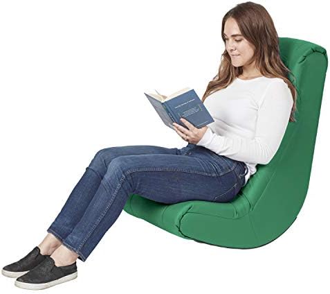 Factory Direct Partners Soft Tufted Floor Rocker - Cushioned Ground Chair for Kids Teens and Adults - Great for Reading, Gaming, Meditating, TV - Green, 10488-GN