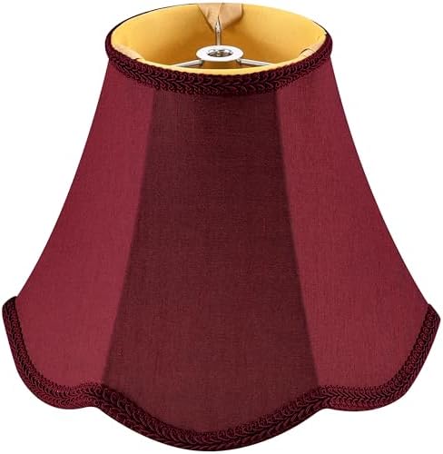 GO&SO Small Scalloped Lamp Shades Set of 2,4"×8"×6.4" Bell Shade Burgudy
