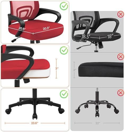 Yaheetech Mid Back Mesh Computer Office Desk Chair Adjustable Swivel, Red