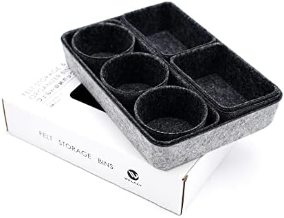 Welaxy Office supplies Drawer organizers tray storage bins drawers dividers storage bin Pack-8 gift for men (Charcoal)