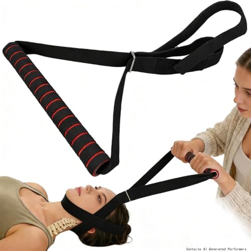 Y Neck Strap Cervical Traction Device for Neck, Neck Stretcher Strap with Comfort ABS Handle,Chin Strap, Spine Chiropractic Decompression Tool