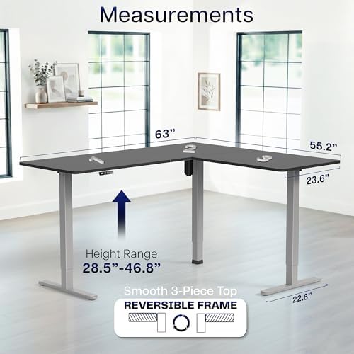 VIVO Black 63 x 55 in Corner Standing Desk, DESK-E3CTGB