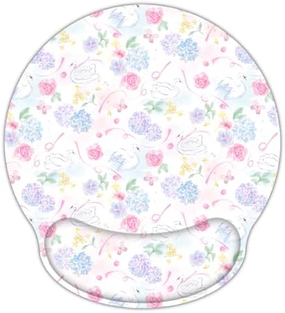 RICHEN Ergonomic Mouse Pad with Wrist Support,Non-Slip Rubber Base for Computer Laptop & Mac,Lightweight Rest for Home,Office & Travel (Hydrangea Swan)