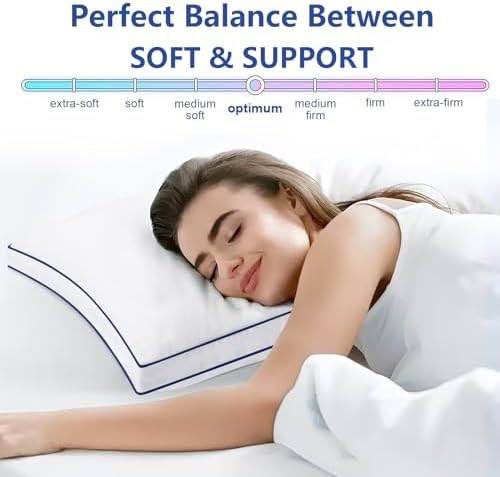Gusseted Pillows Standard Size Set of 2, Fluffy Bed Pillows for Sleeping