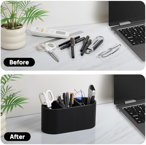 Remote Control Holder Pen Pencil Holder Desk Organizer Caddy(Black)
