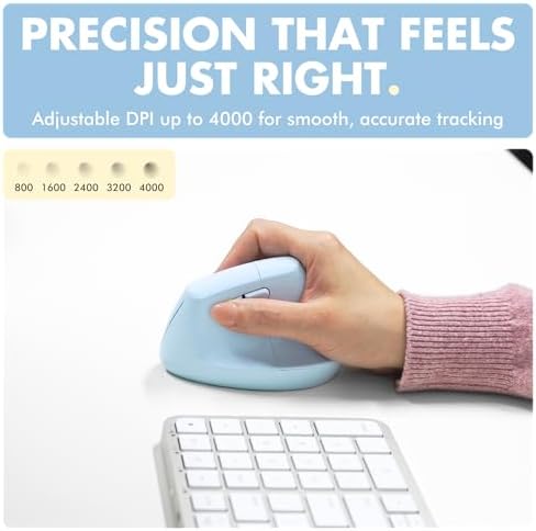 X9 Performance Wireless Vertical Ergonomic Mouse - (BT + 2.4Ghz) - Click in Comfort - Up to 4000 DPI, 6 Button, Rechargeable - Bluetooth Ergonomic Vertical Mouse Wireless - for Mac and PC - Blue